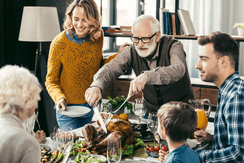 Family Celebrating Thanksgiving Day