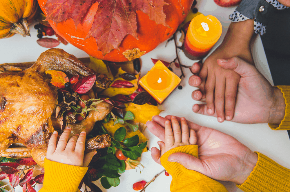 Family having Turkey on Thanksgiving Feast