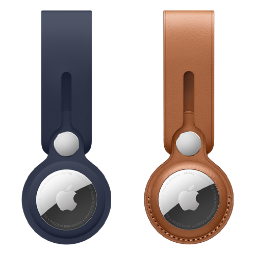 The Official Apple AirTag Loop in Deep Navy and Brown Leather