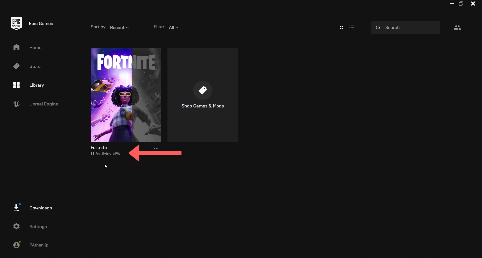 Epic Games Verifying Fortnite Files