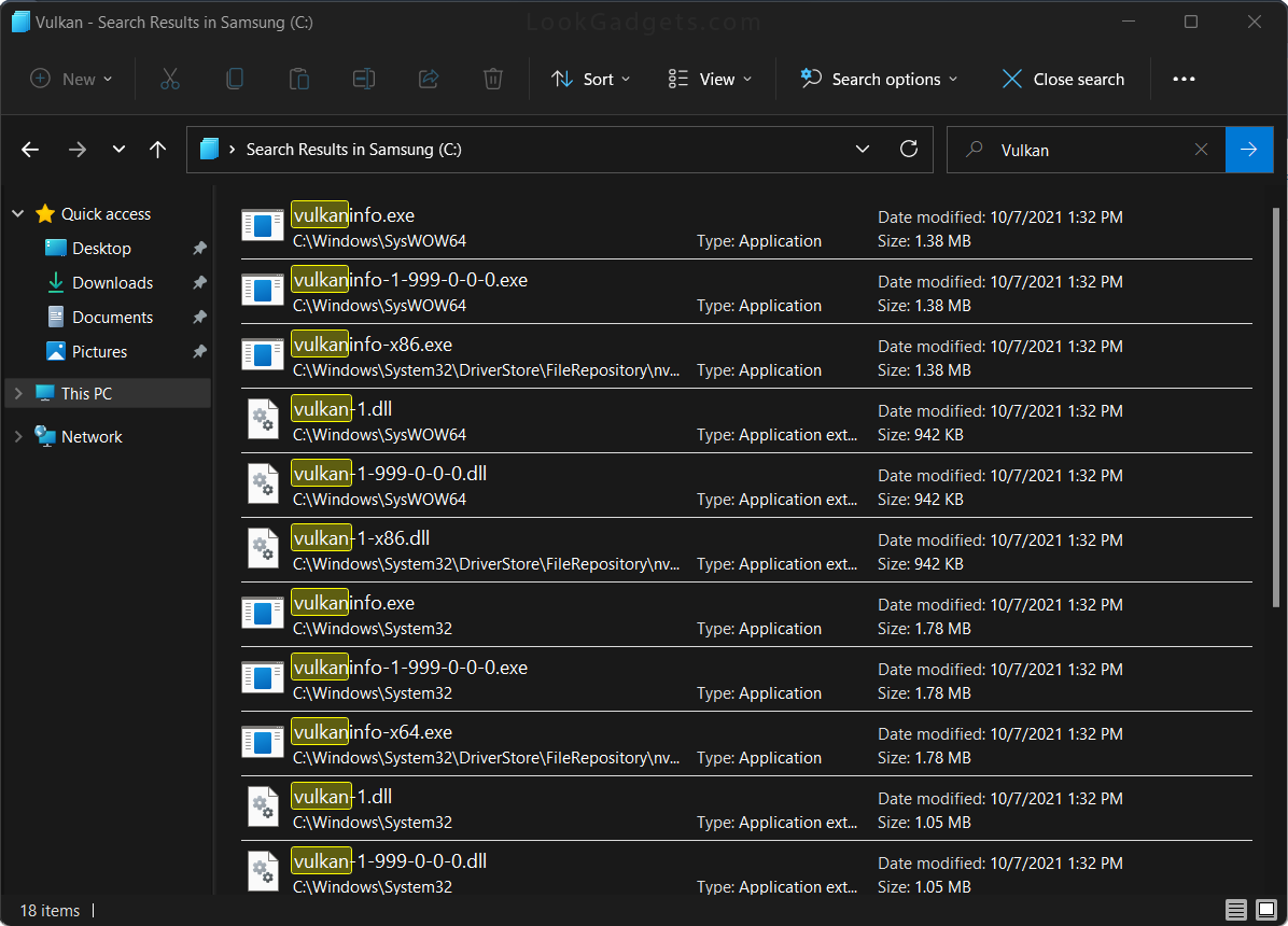 Searching for Vulkan RunTime Libraries in Windows System32 and SysWOW64